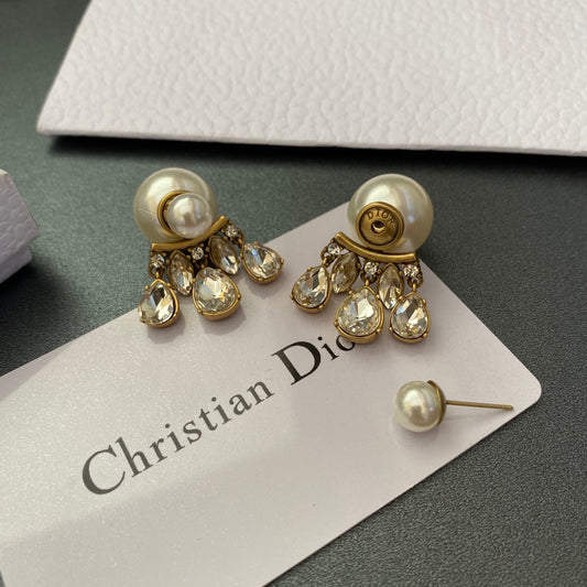 CD crystal Pearl earrings