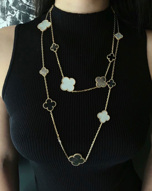 Long clover double layer necklace