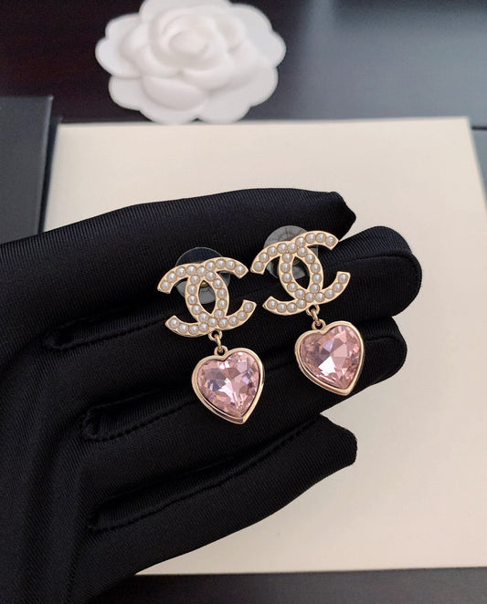 CC Pink heart earrings