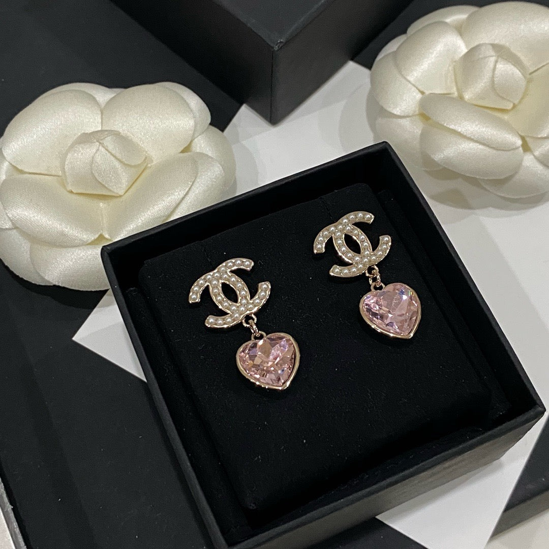 CC Pink heart earrings