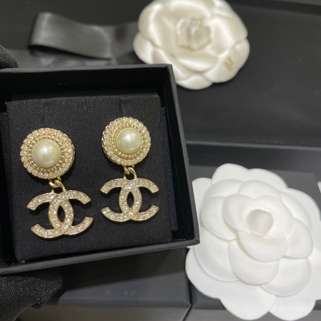 CC Pearl diamond earrings