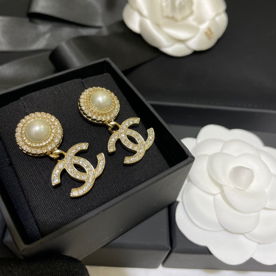 CC Pearl diamond earrings