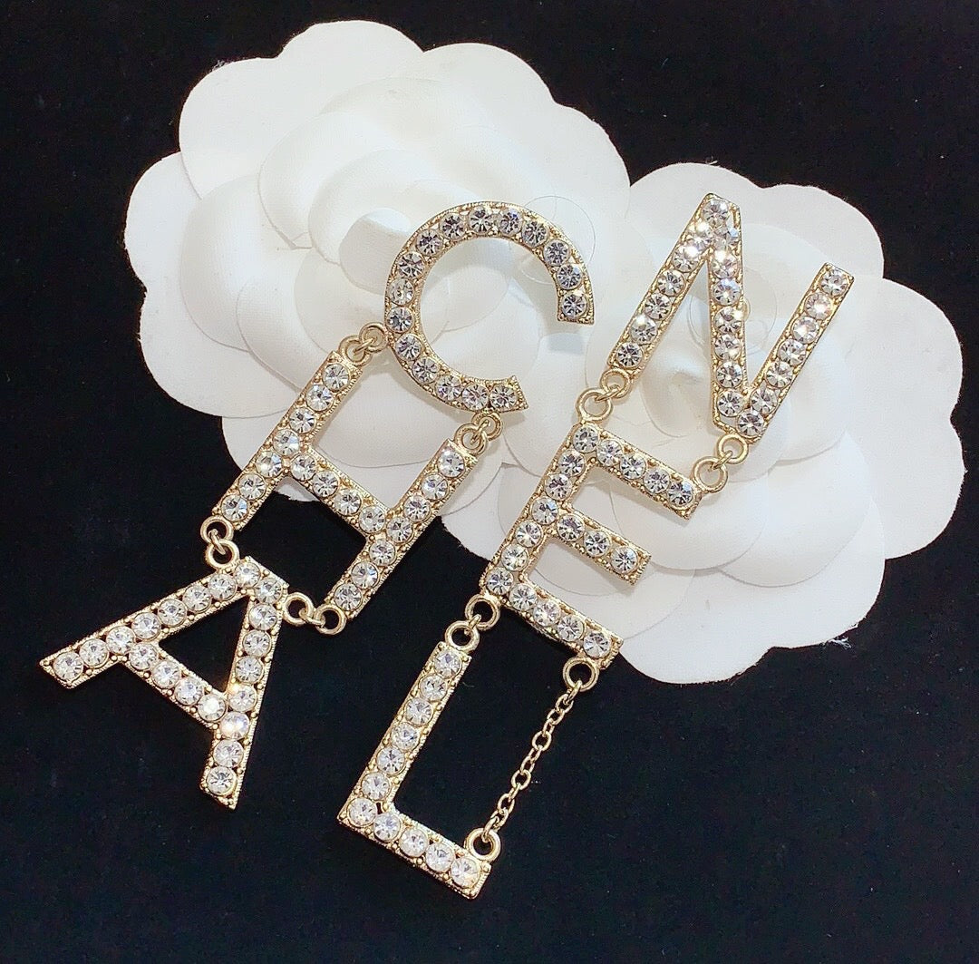 Cc letter earrings