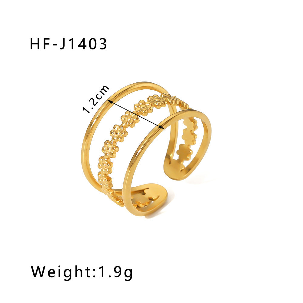 Leaf Flower 18k Gold Plated Rings