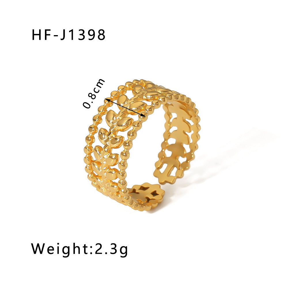 Leaf Flower 18k Gold Plated Rings