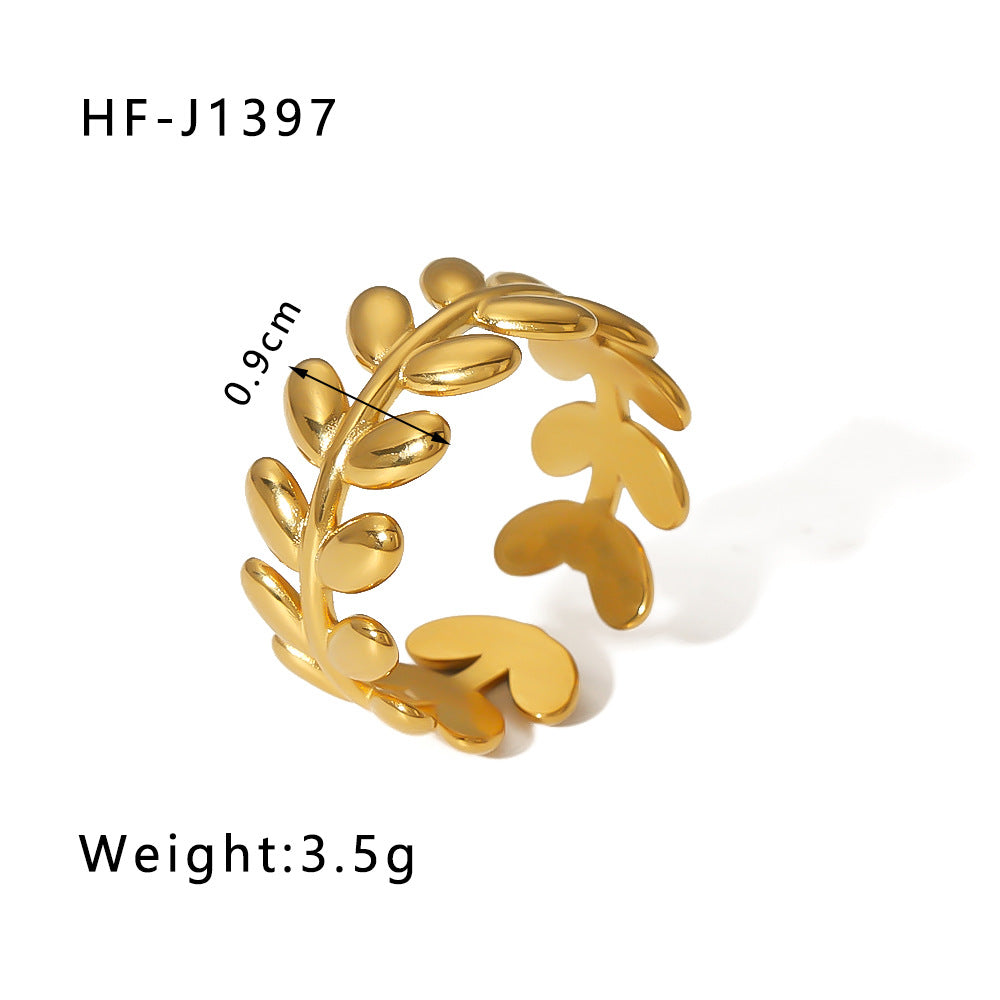 Leaf Flower 18k Gold Plated Rings