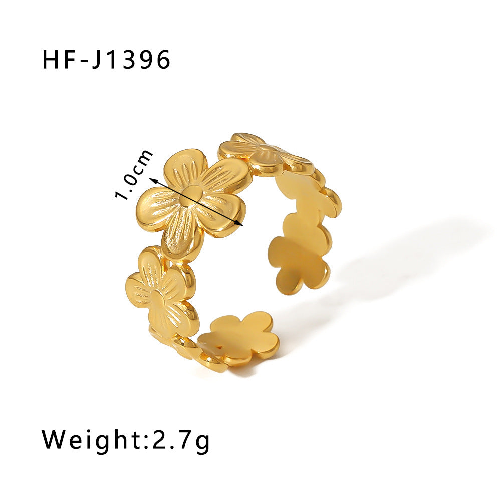 Leaf Flower 18k Gold Plated Rings