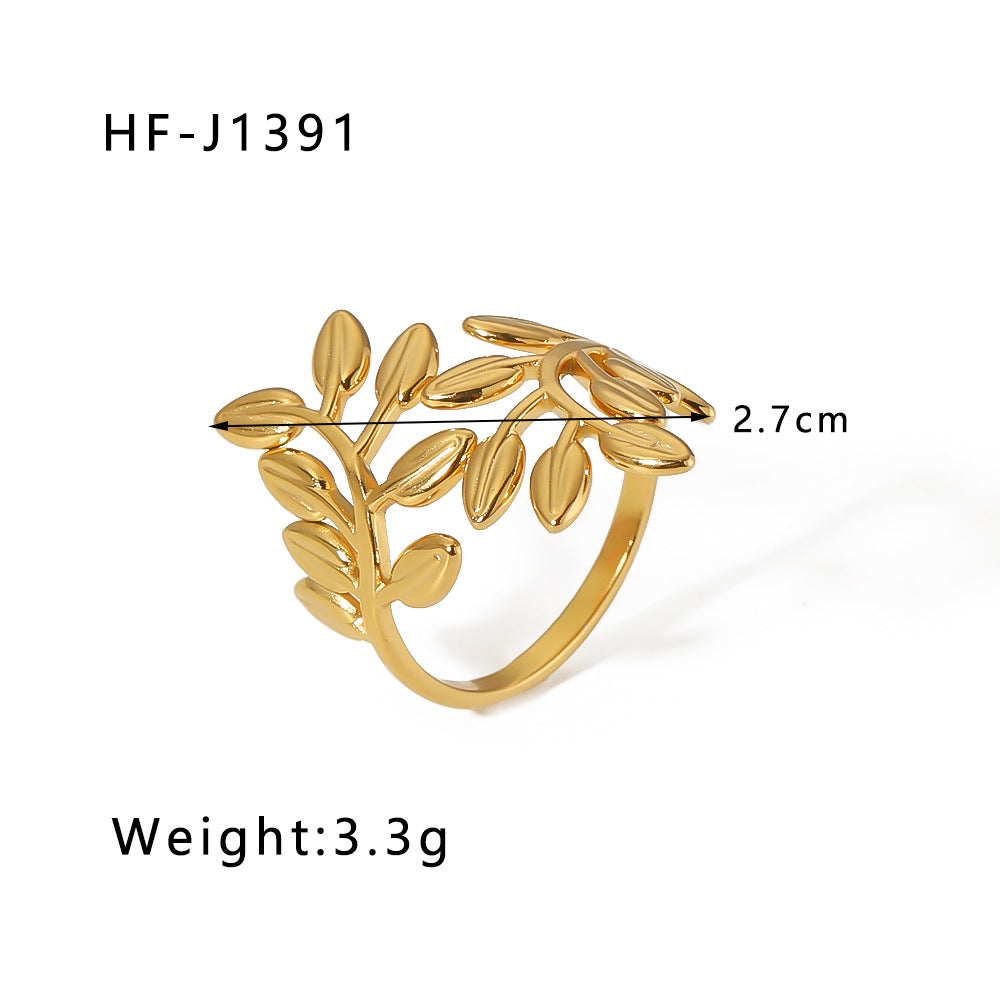 Leaf Flower 18k Gold Plated Rings